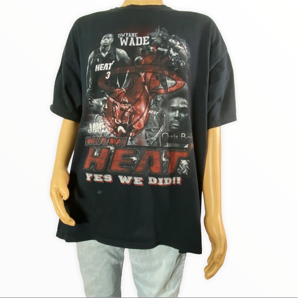 Vintage Miami Heat Big 3 Rare T Shirt Black XXL